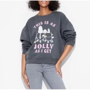 Women's Jolly Snoopy Graphic Sweatshirt Grayson Threads Gray Size Small